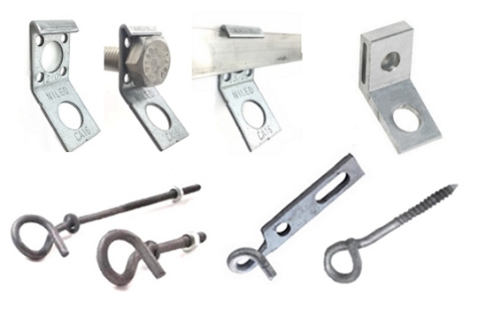 Anchoring brackets for ABC clamps, fixing galvanized bolts